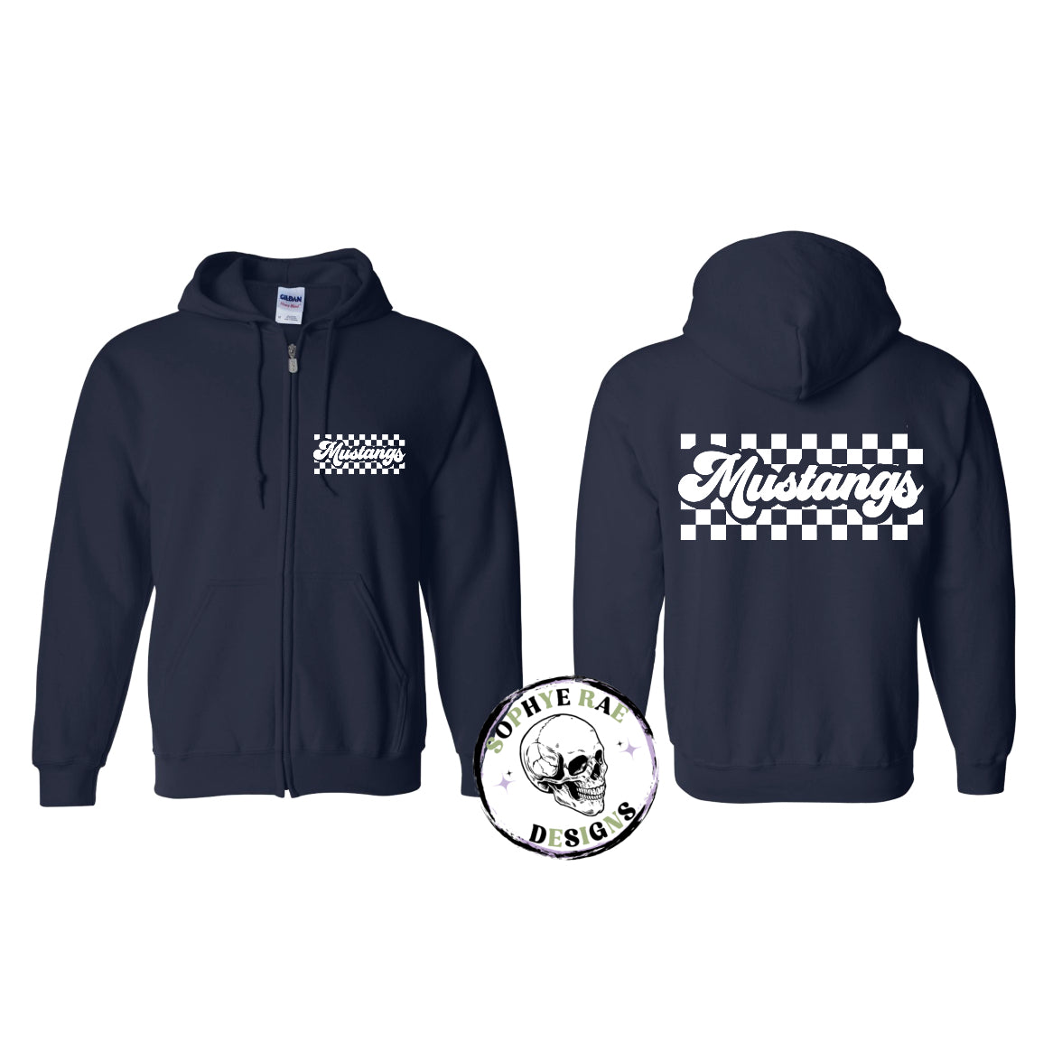 Checkered Mustangs Zip-Up