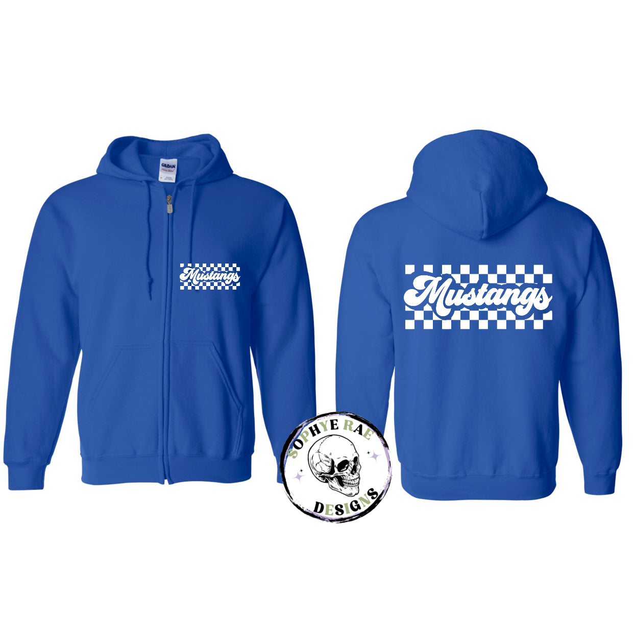Checkered Mustangs Zip-Up