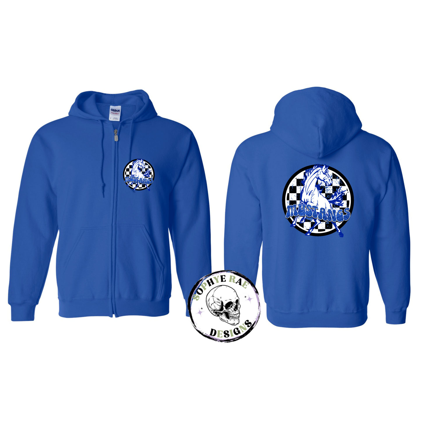 Checkered Circle Mustangs Zip-Up