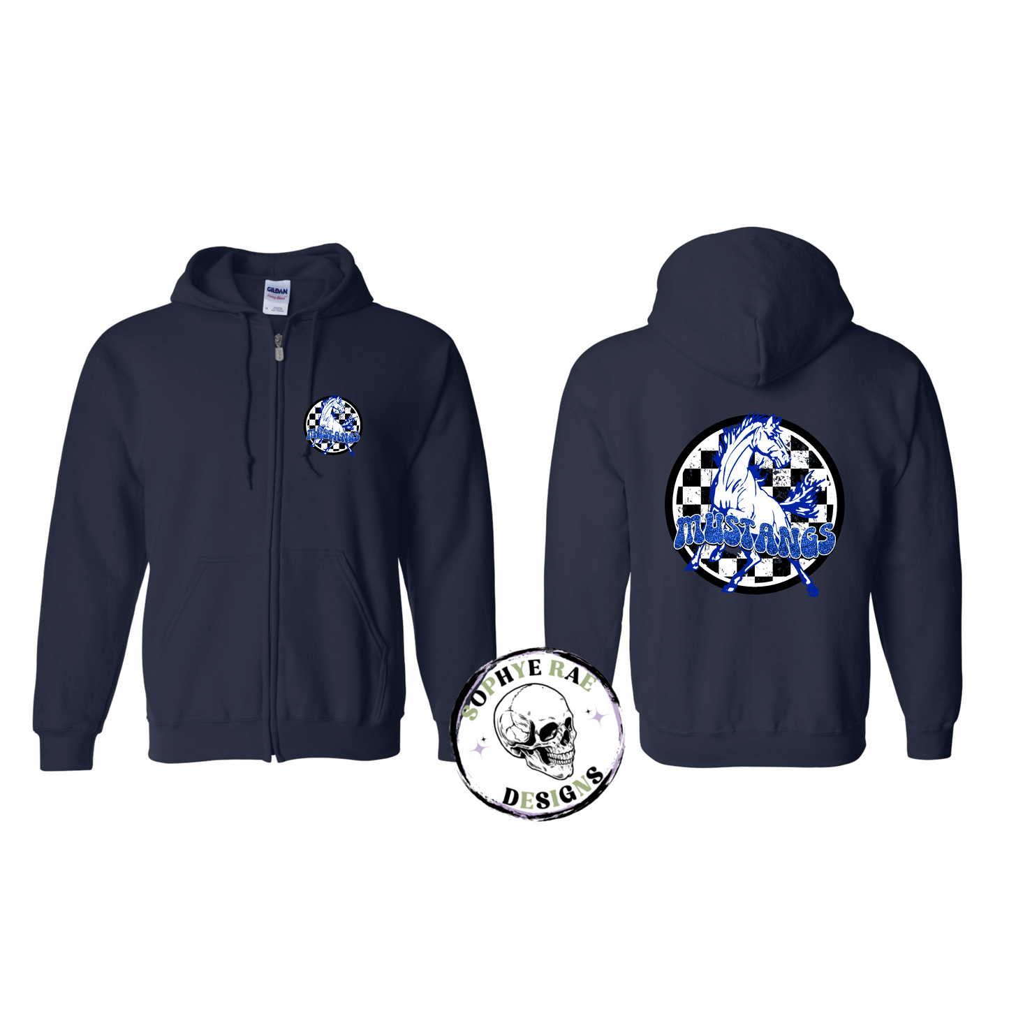 Checkered Circle Mustangs Zip-Up