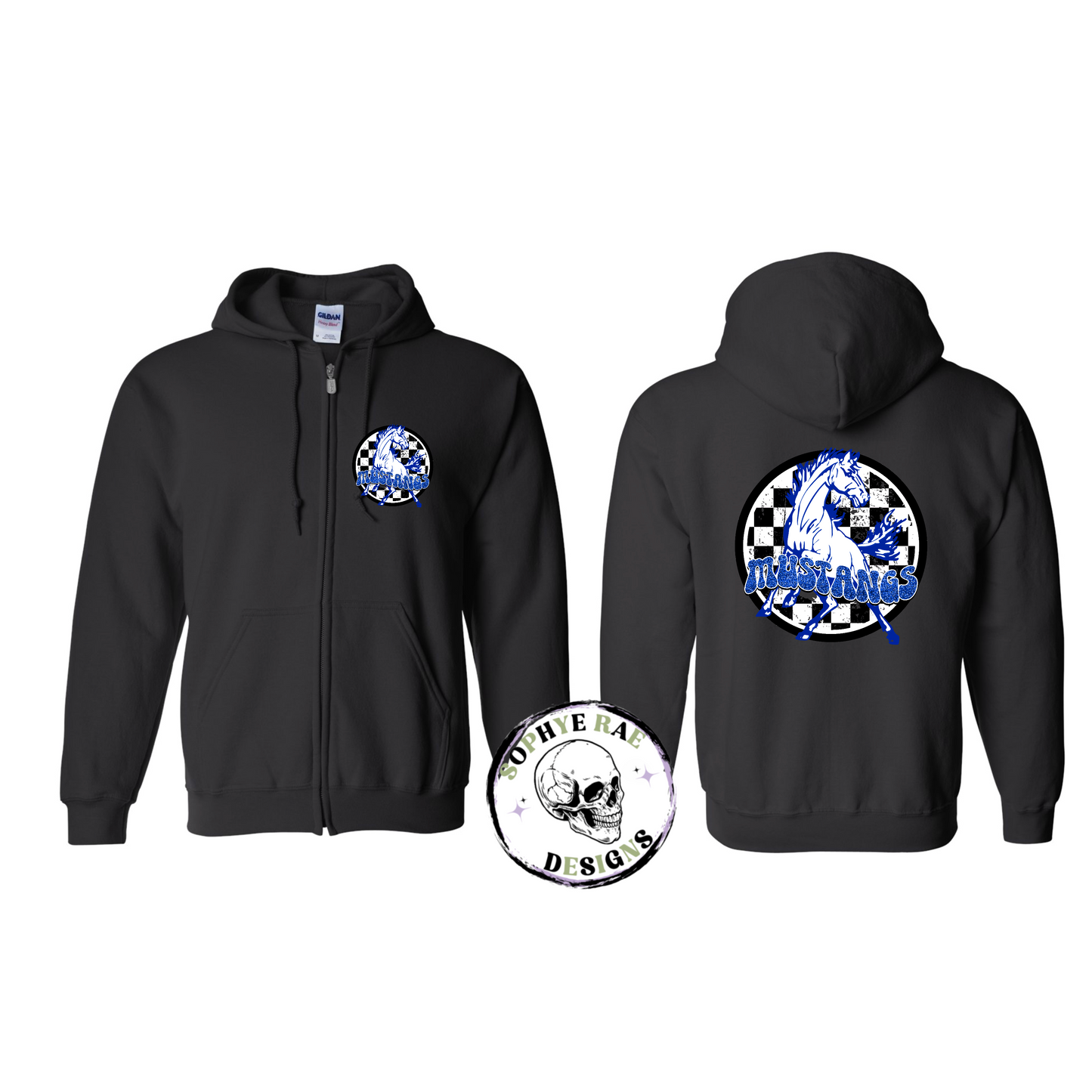 Checkered Circle Mustangs Zip-Up