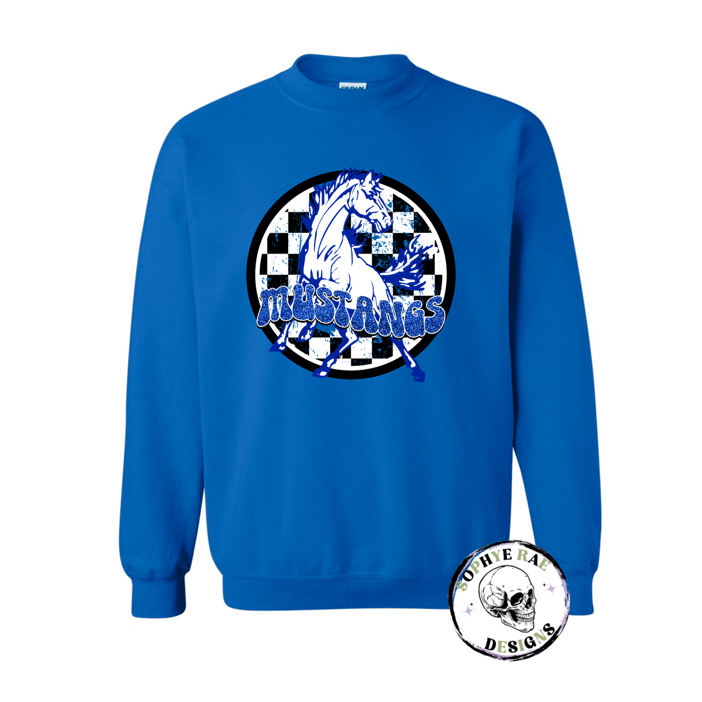 Checkered Circle Mustangs Crewneck