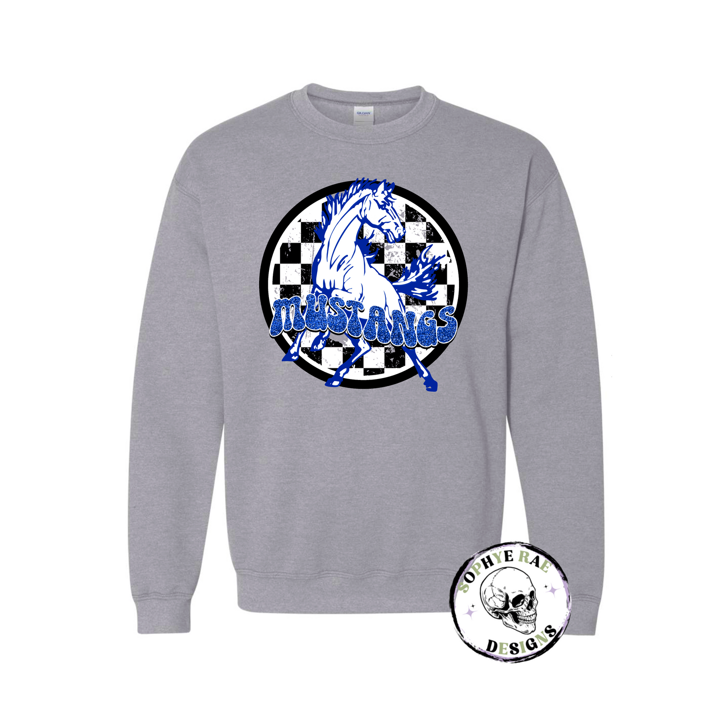 Checkered Circle Mustangs Crewneck
