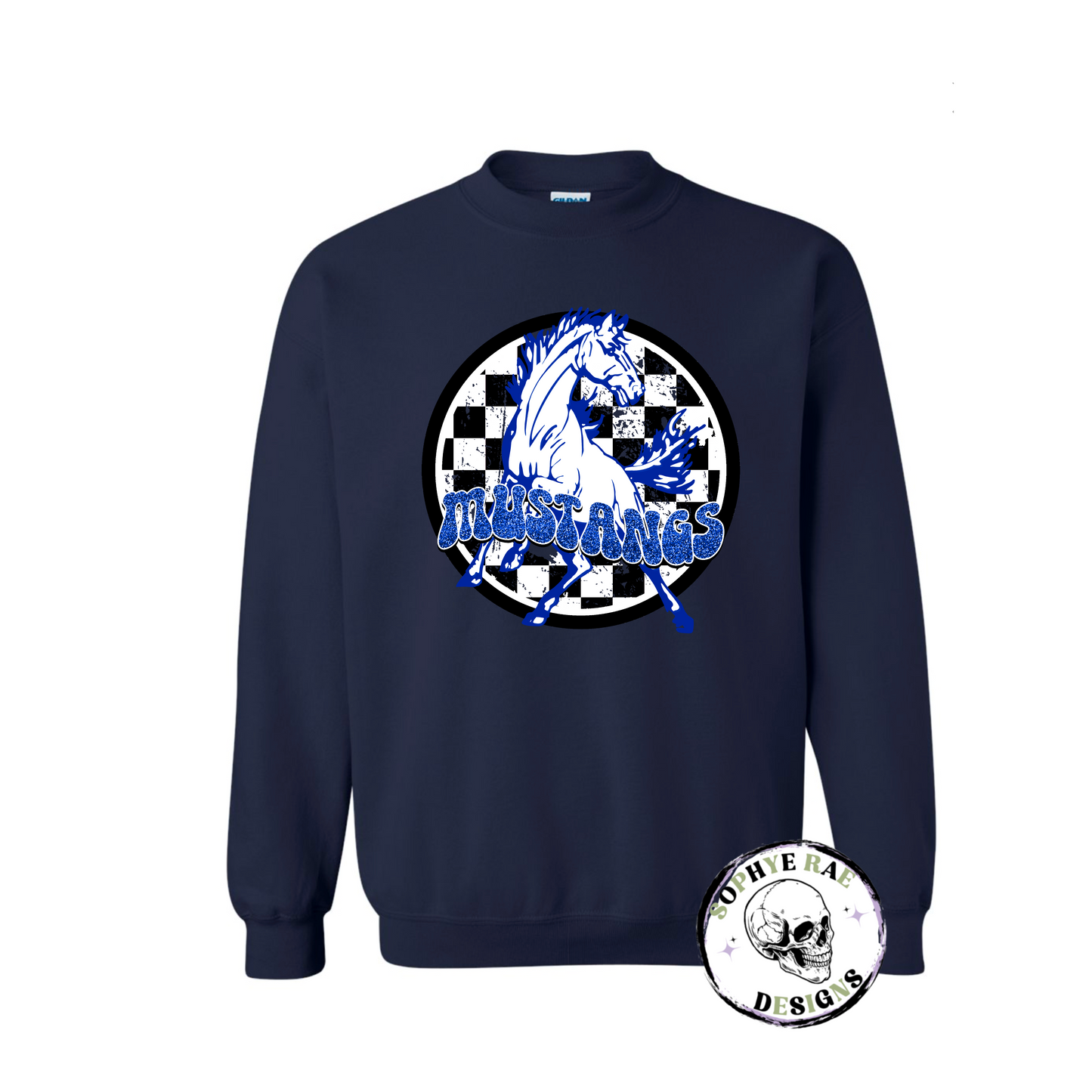 Checkered Circle Mustangs Crewneck