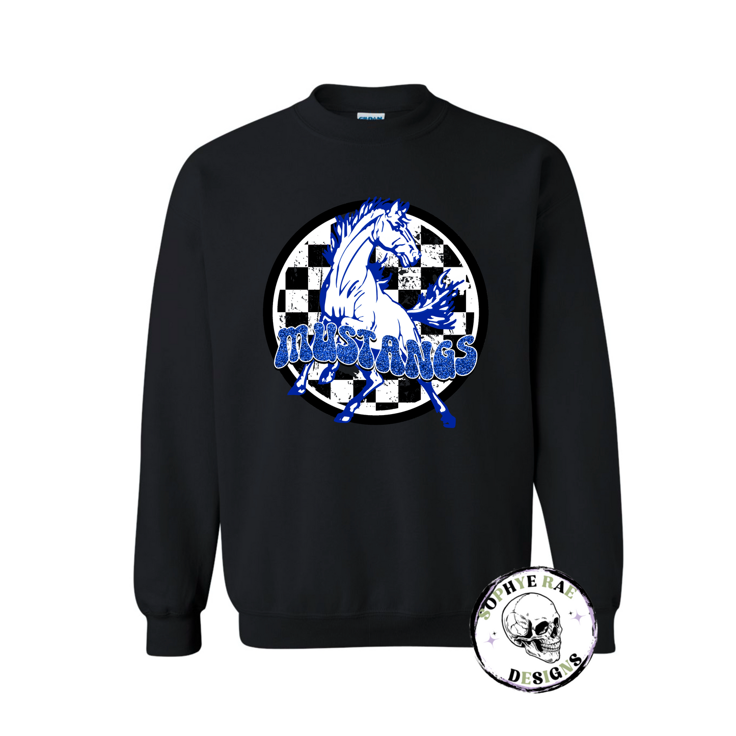 Checkered Circle Mustangs Crewneck