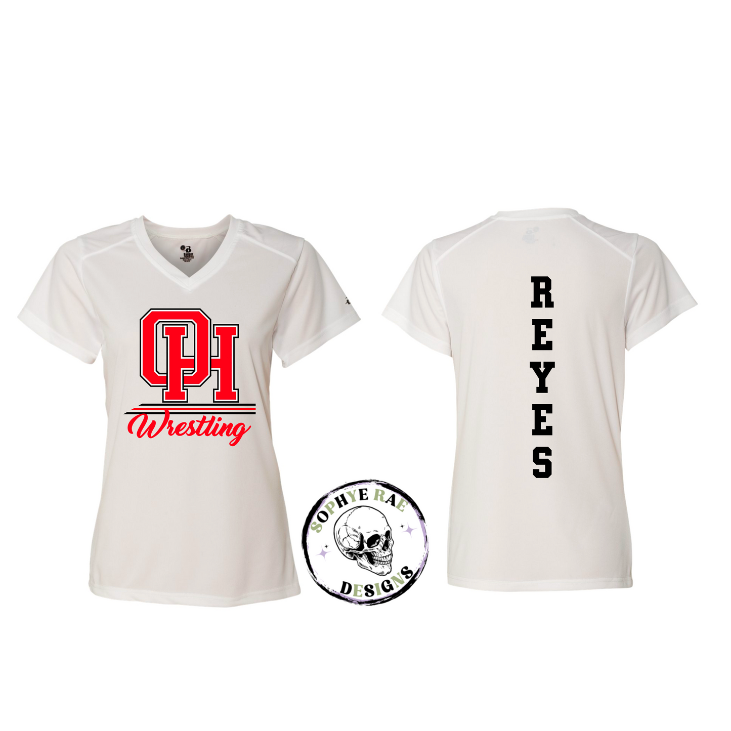 Oak Hills Wrestling Lines Womens V-neck T-shirt