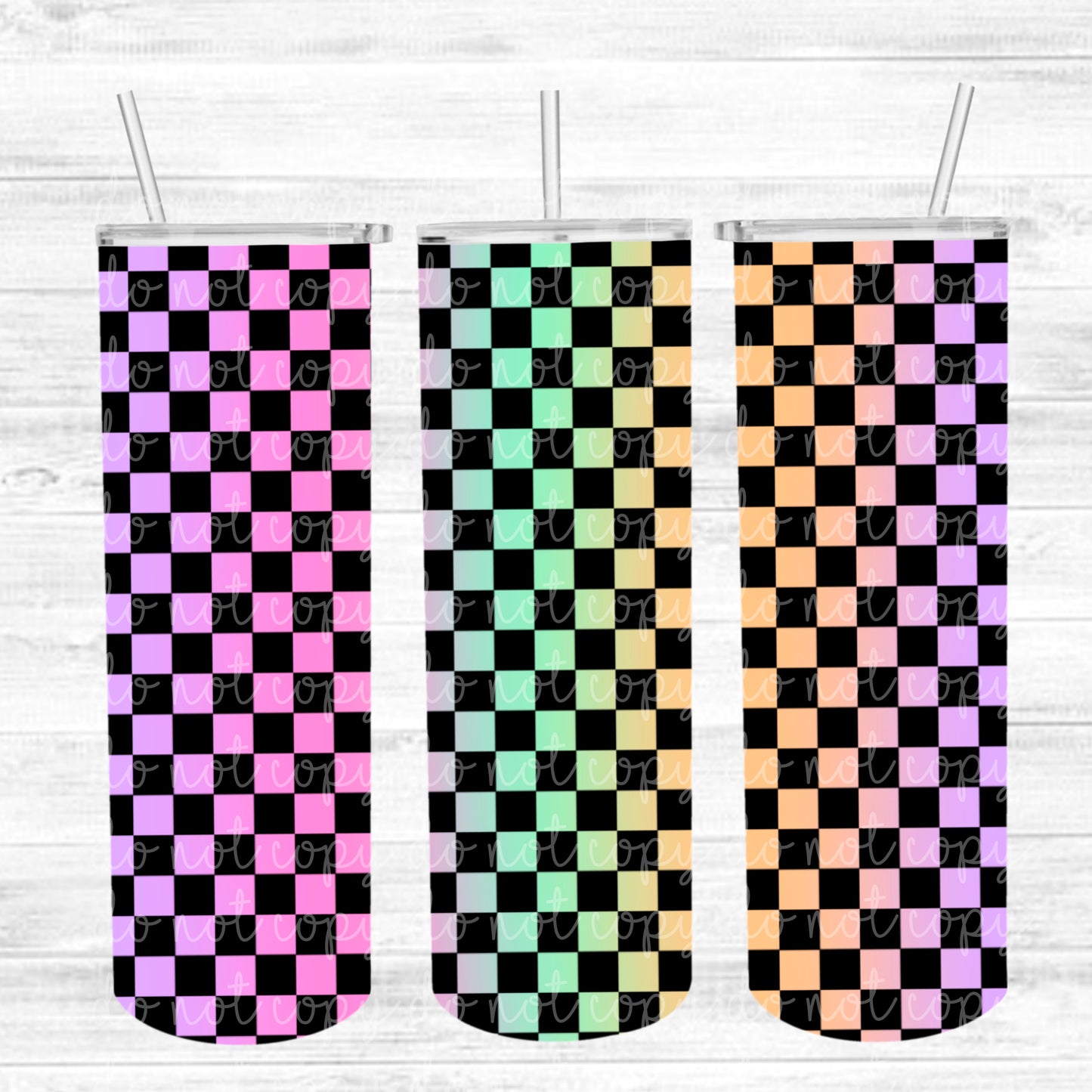 Rainbow Checkered Tumbler