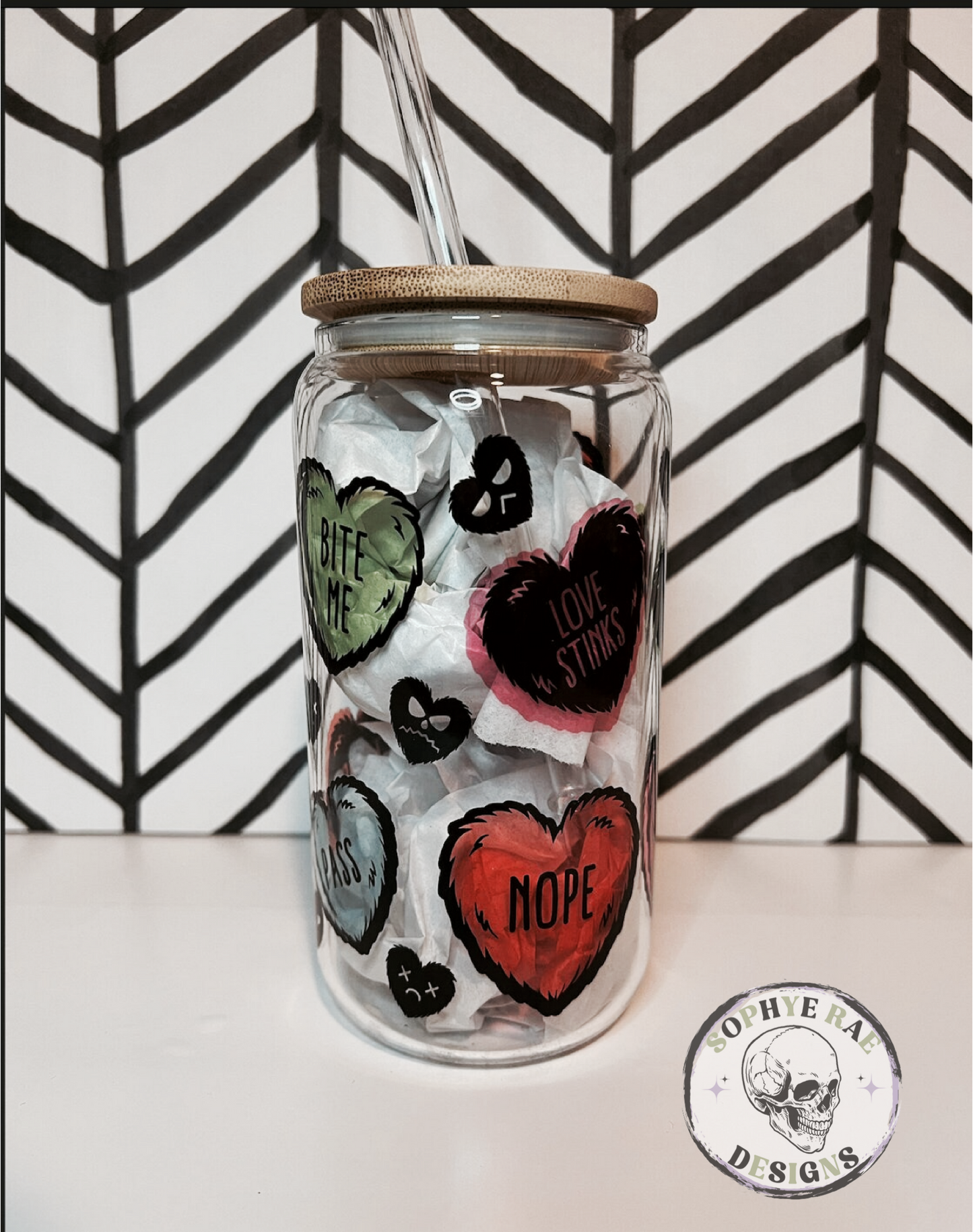 Anti Valentines Glass Can Tumbler