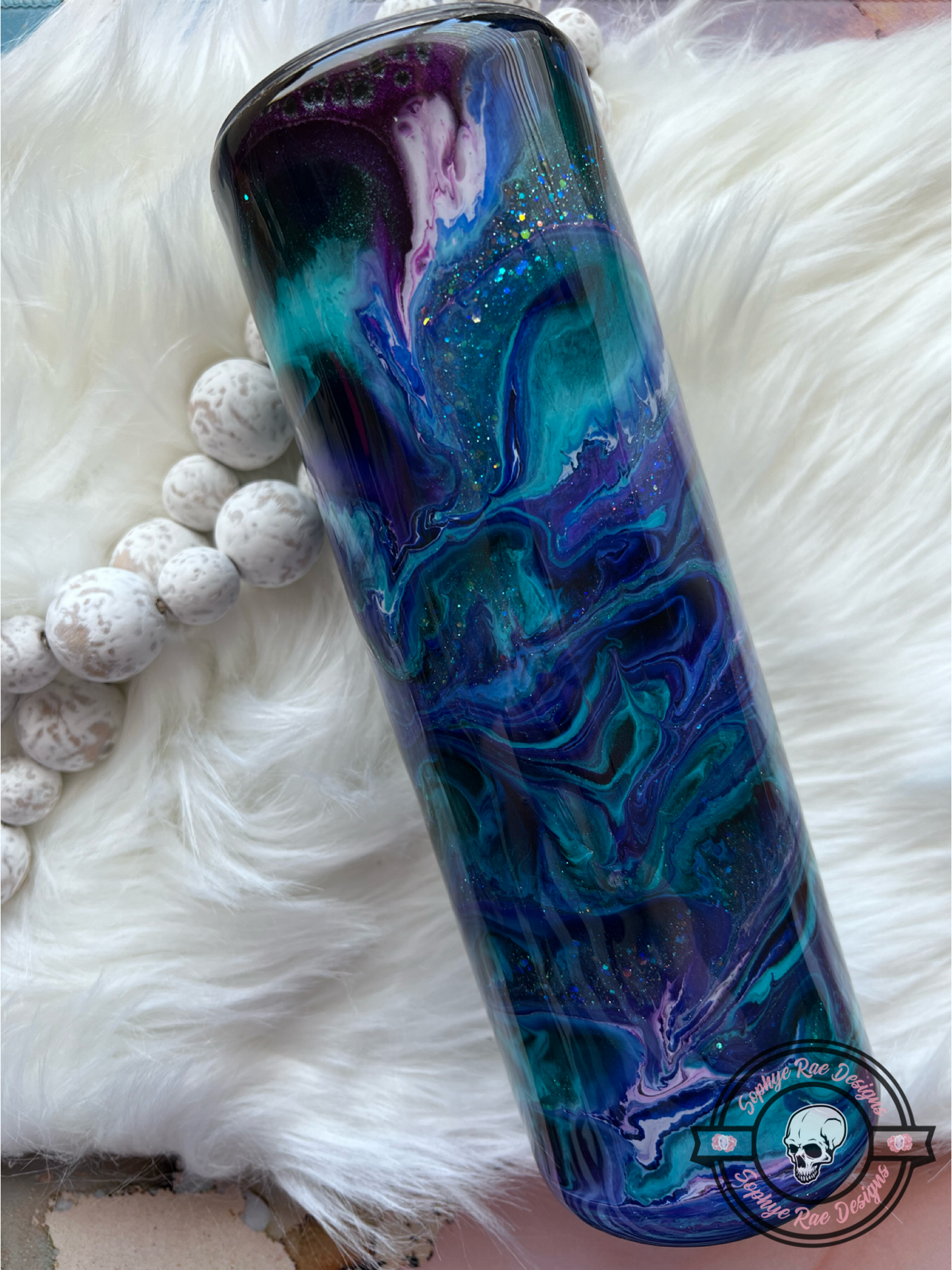 Alcohol Ink Swirl Tumbler 30oz Skinny