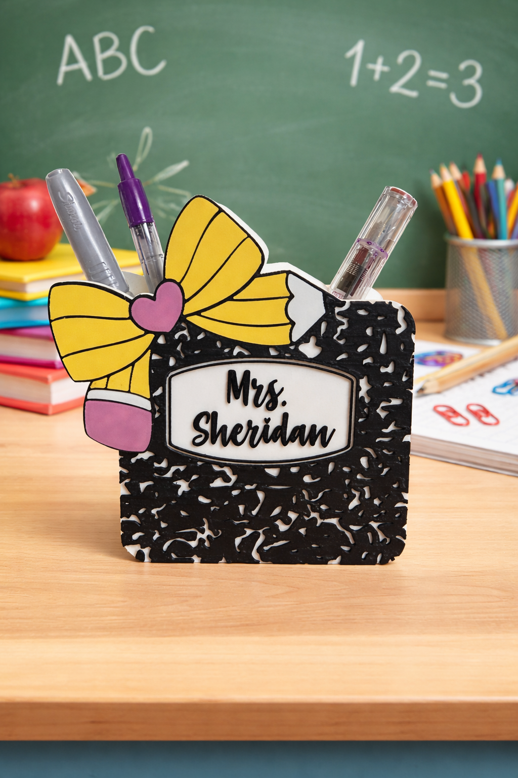 Personalized Teacher Pencil Holder & Sticky Note Holder