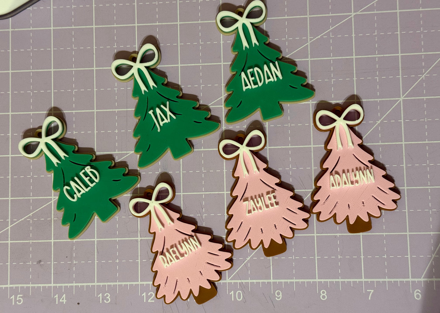 Custom 3D Printed Christmas Tree Name Ornament
