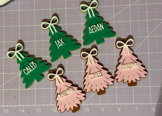 Custom 3D Printed Christmas Tree Name Ornament