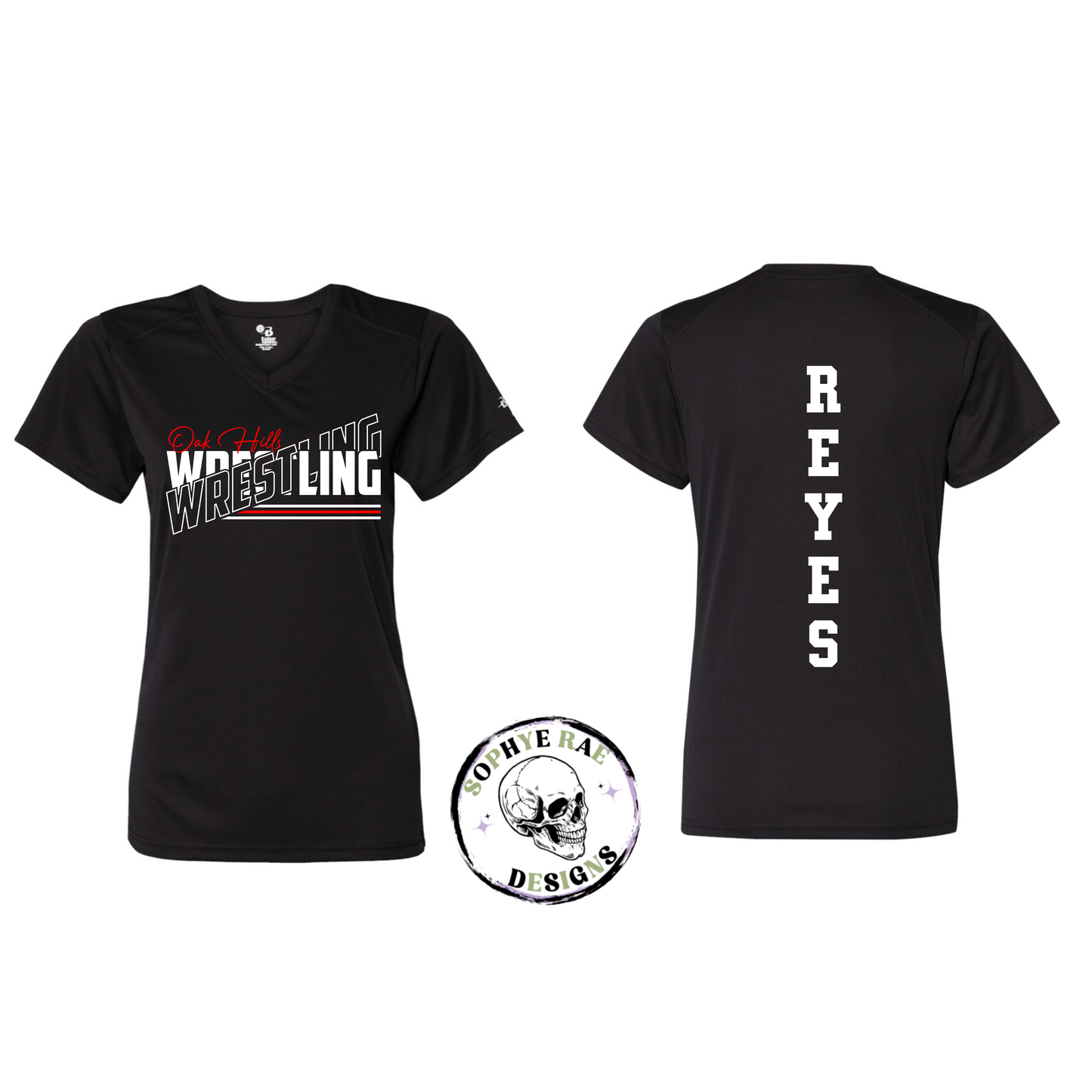 Oak Hills Diagonal Wrestling Womens V-neck T-shirt