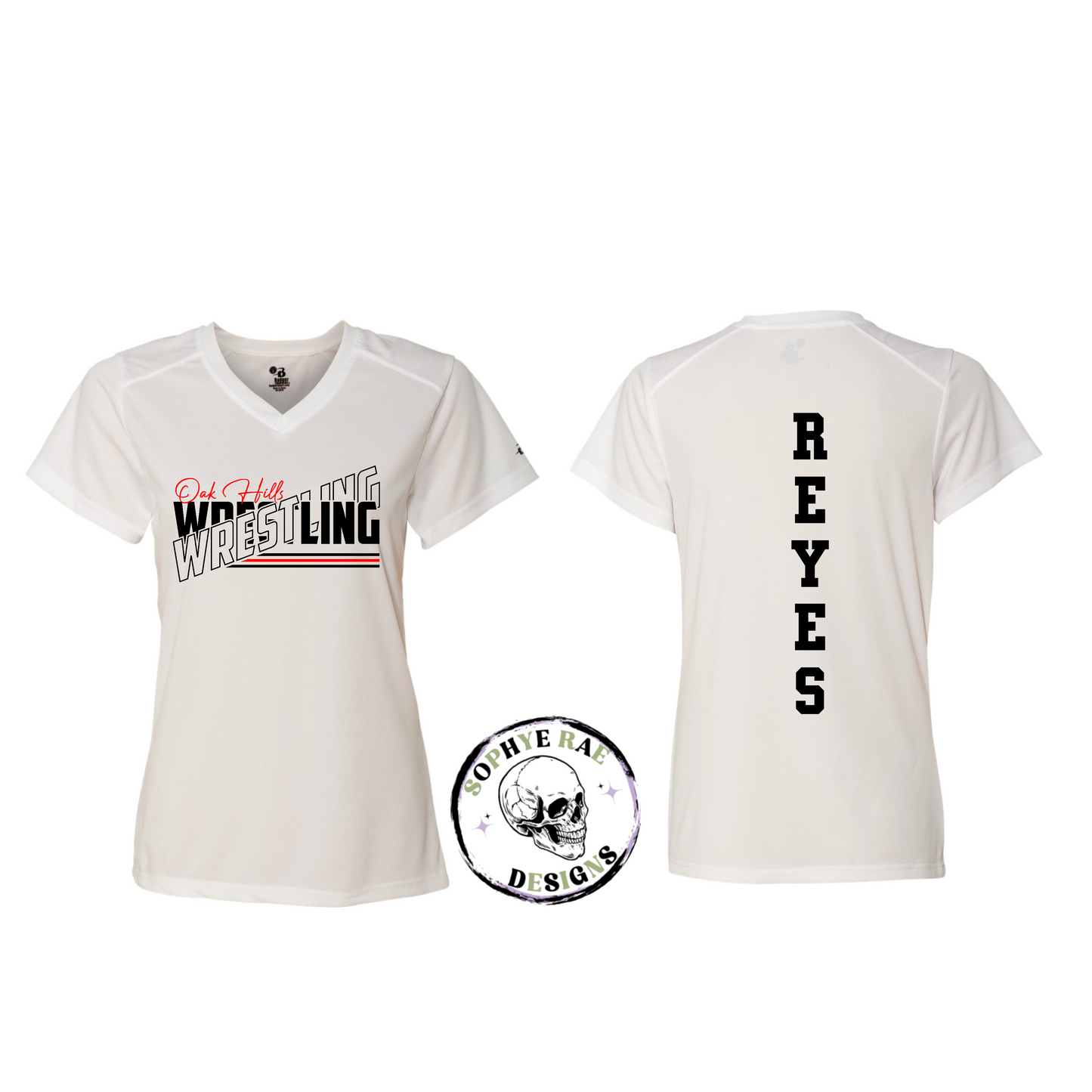 Oak Hills Diagonal Wrestling Womens V-neck T-shirt