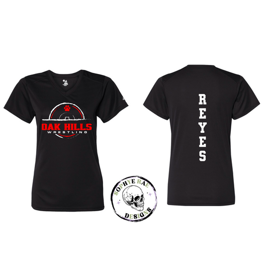Oak Hills Round Wrestling Womens V-neck T-shirt