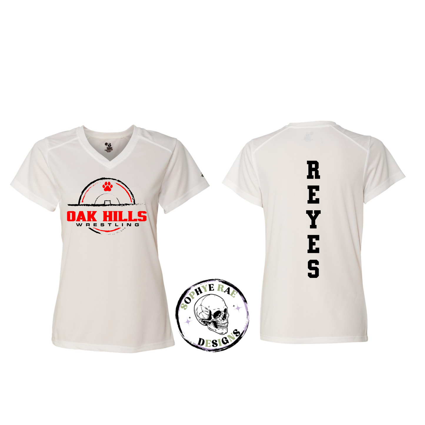Oak Hills Round Wrestling Womens V-neck T-shirt