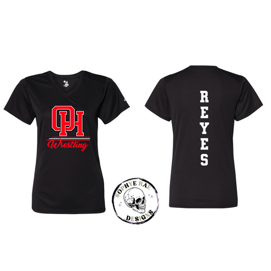 Oak Hills Wrestling Lines Womens V-neck T-shirt