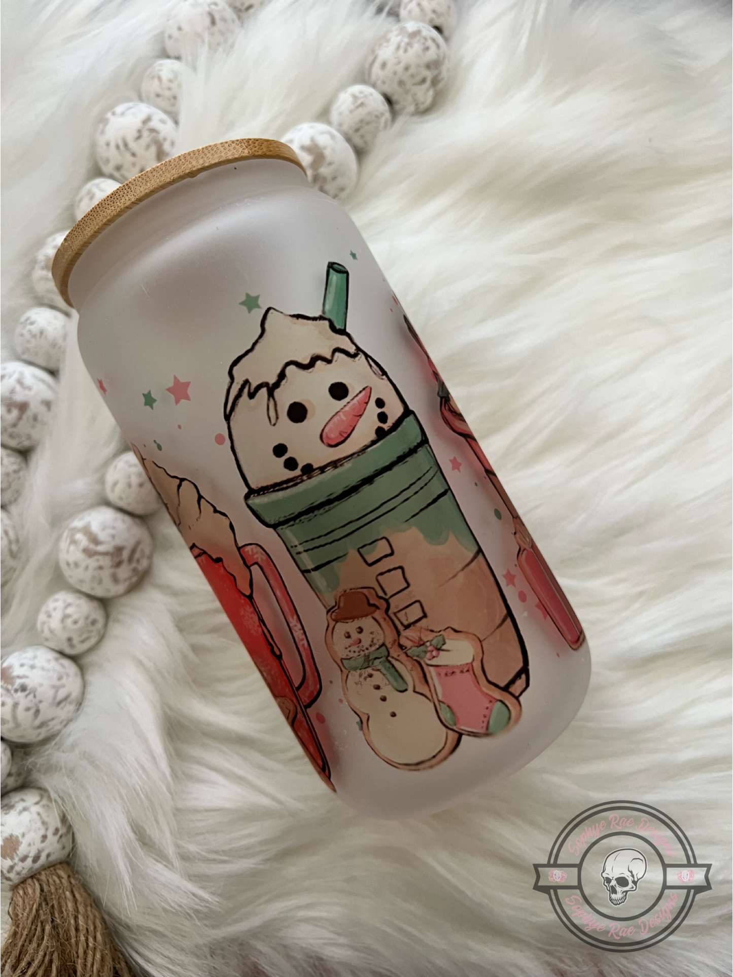 Pink Christmas Glass Can