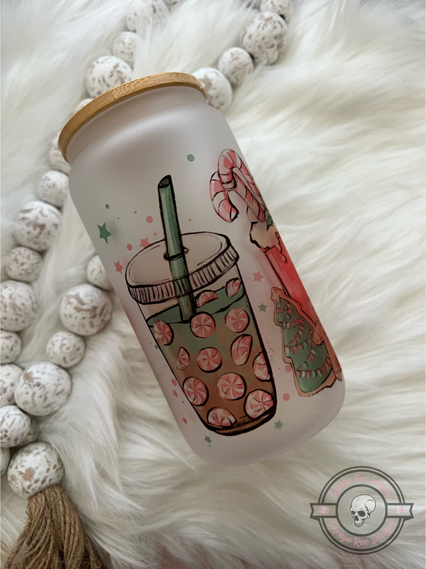 Pink Christmas Glass Can