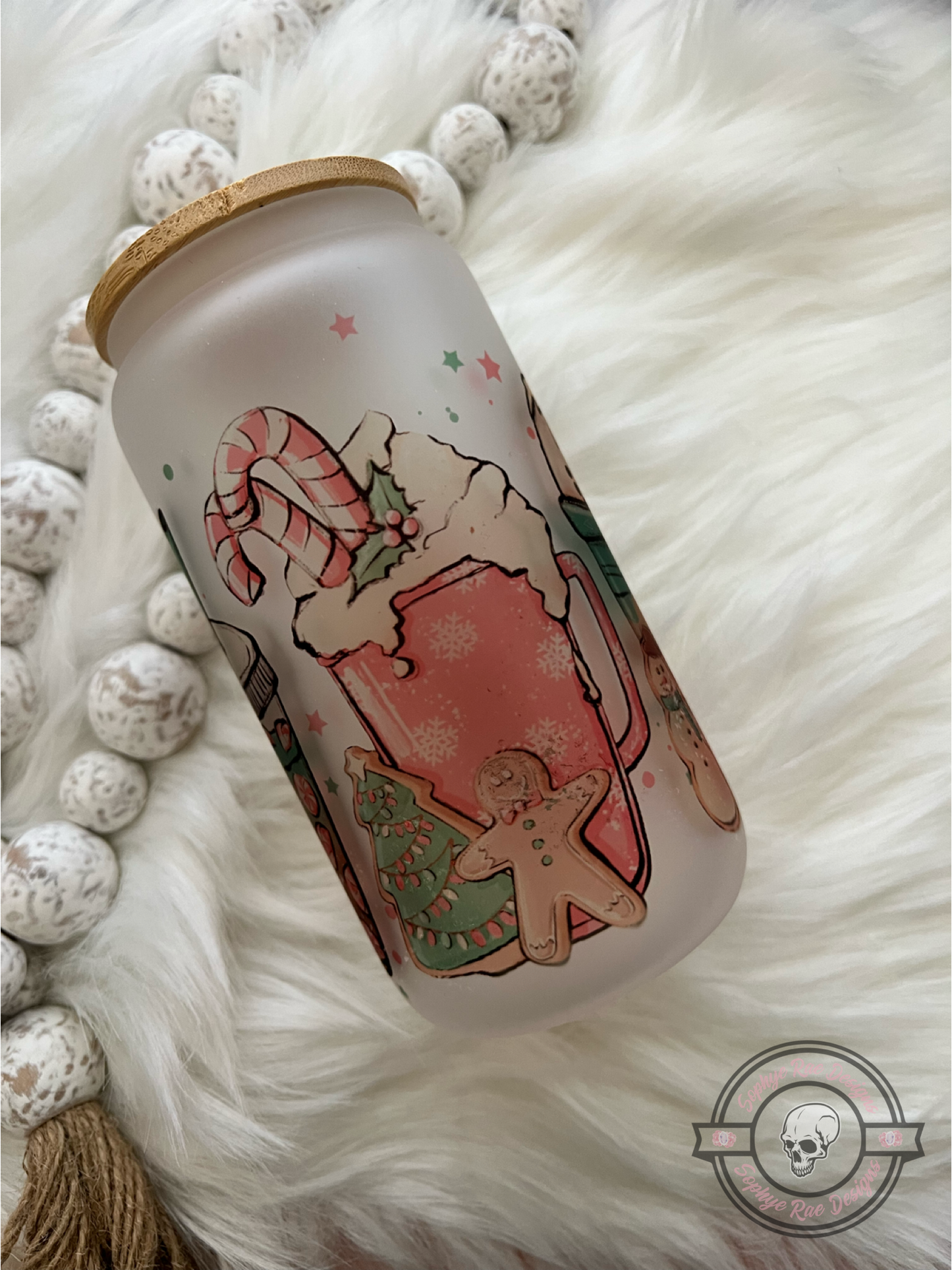 Pink Christmas Glass Can